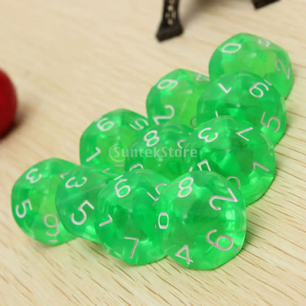 D10 Ten Sided Gem Dice for RPG Dungeons Dragons Games Set of 10 Dice