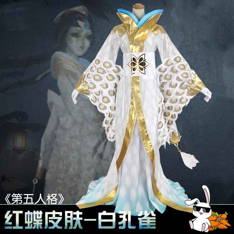 

Anime! Identity V Fatal Frame Skin White Peacock Dress Cosplay Costume New Printing Gorgeous Outfit For Female Free Shipping
