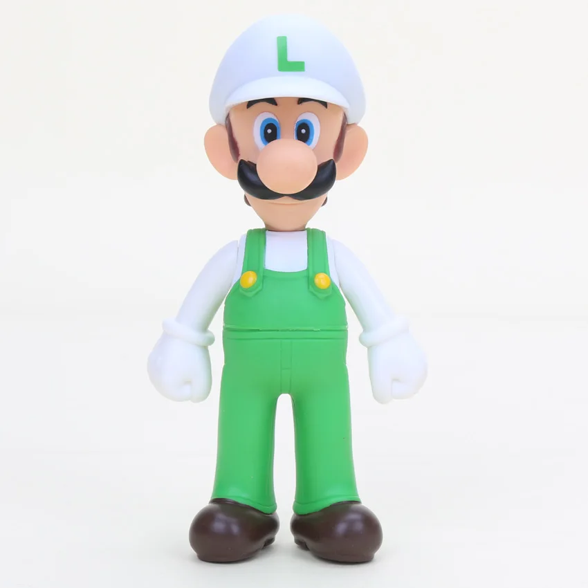13 см Фигурки "Супер Марио" игрушки Super Mario Bros Bowser Luigi Koopa Yoshi Mario Maker Odyssey ПВХ фигурка модель куклы игрушки - Цвет: white hat Luigi
