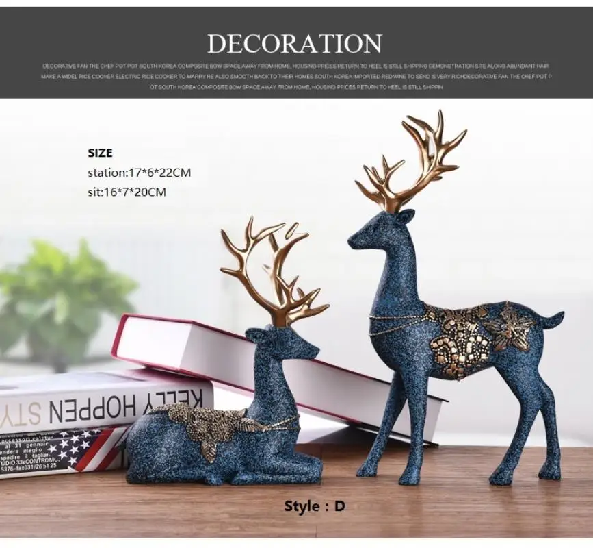 2018 Newest  Deer Apple Animal Luxury Resin Crafts home decoration accessories decoracion hogar House decorated statue veneers