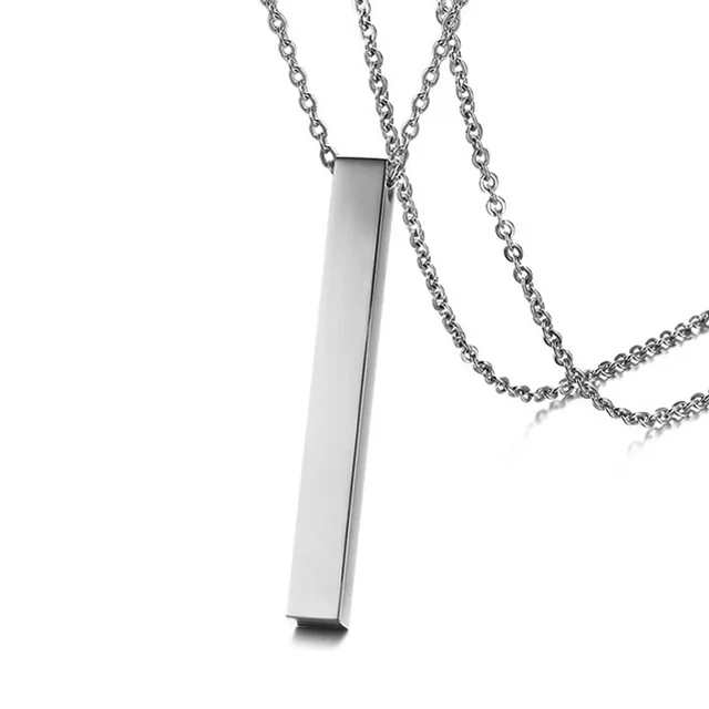 Long Bar Vertical Necklace For Men Women In Black Gold silver color ...