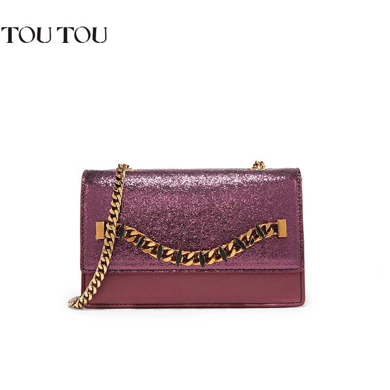 

TOUTOU 2019 south Korean new chain bag personality fashion color contrast small square bag one shoulder diagonal bag