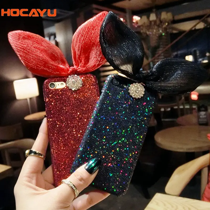 HOCAYU Модный 3d чехол для телефона с заячьими ушками Iphone 6 6s 6plus 7 7plus 8 plus блестящий