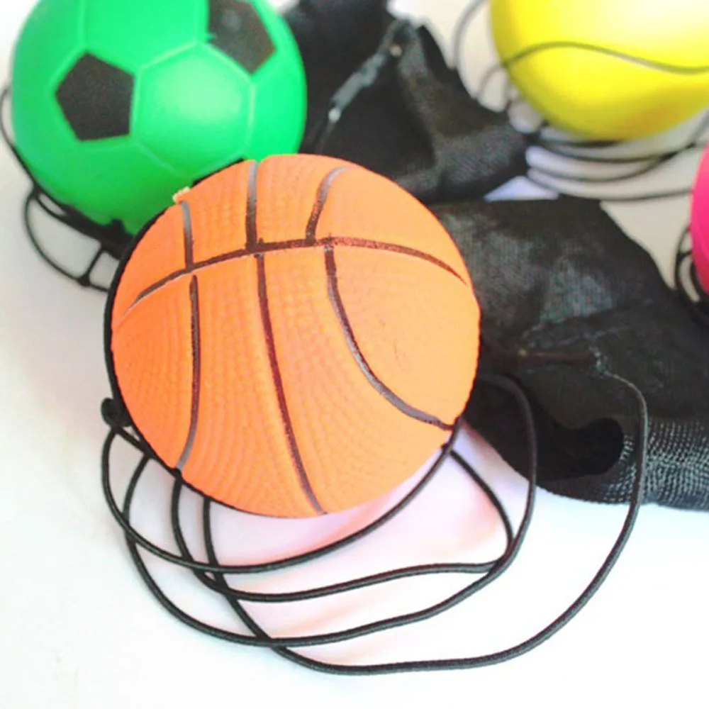 Дети 60 мм Блестящий браслет на запястье с шариками и эластичной резинкой на резиновый мяч для запястья упражнения ручной палец жесткость рельеф запястья отскакивающий мяч
