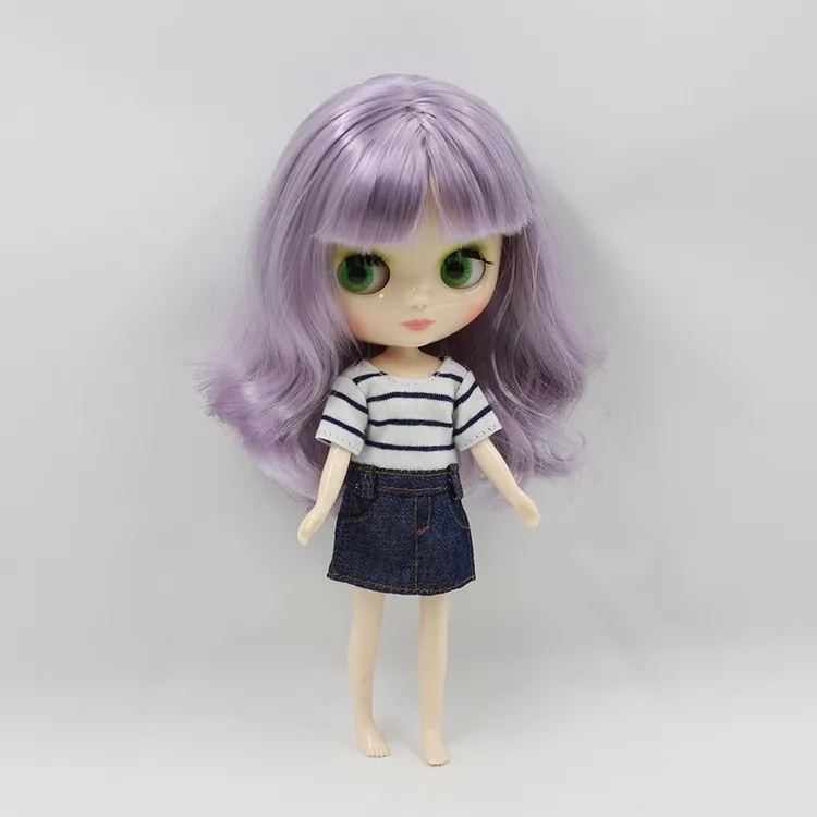 Fortune Days Nude Factory Middie Blyth № 1049 кукла фиолетово-серые волосы с челкой подходит для смены игрушек белая кожа Neo
