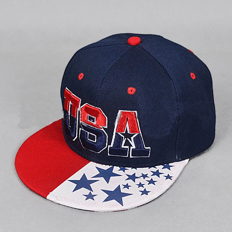 Хлопок вышивка звездный флаг США кепки в стиле хип-хоп Для мужчин Для женщин плоские карнизы Snapback Шапки дышащая США уличная Кепка PY012 - Цвет: Navy