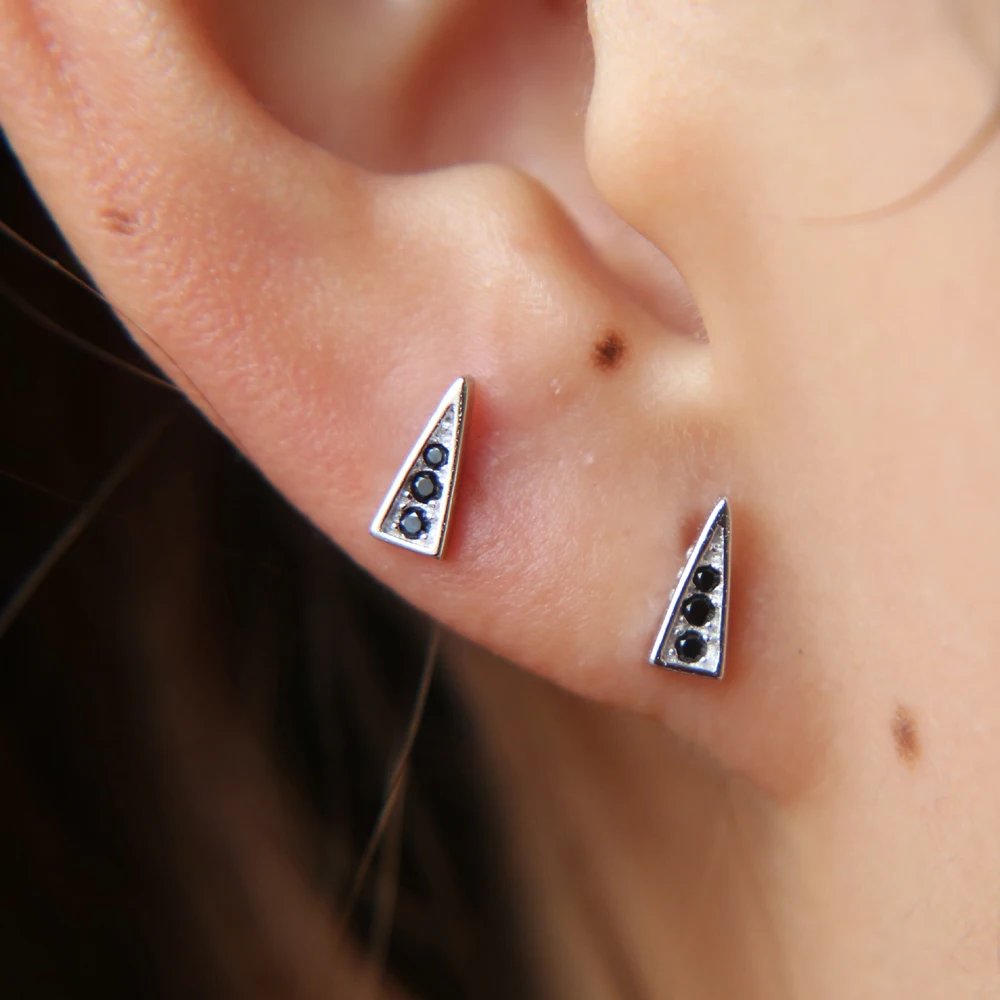2017 Sale New Bar Trendy Brinco Earings Pave Cubic Zirconia Triangle Studs Fashion Simple Tiny Cute 925 Silver Earring (6)