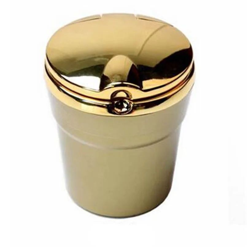 Автомобильный Стайлинг пепельница для сигарет с светодиодный лампой для Skoda Octavia Yeti Roomster Fabia Rapid Superb - Название цвета: Золотой