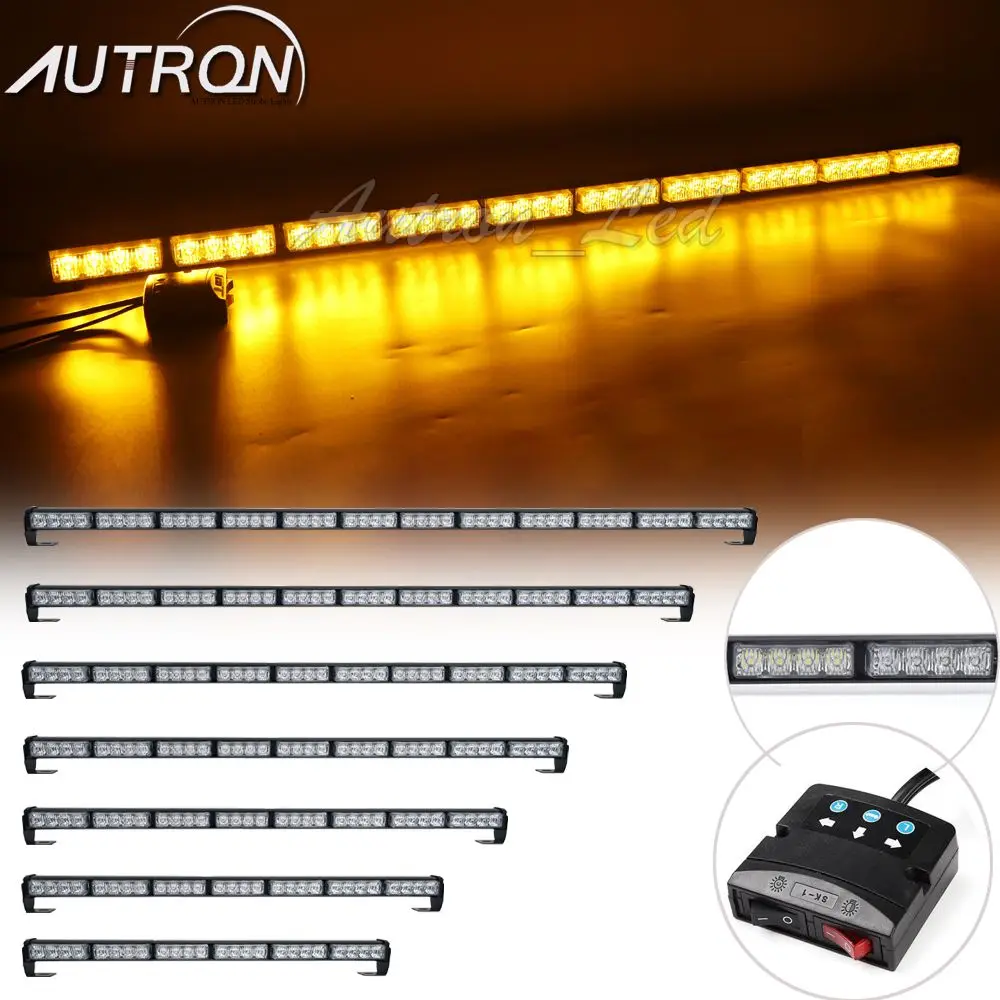 

25"/30"/34"/38"/42"/47"/51" LED Emergency Car Strobe Light Bar Traffic Advisor Directional Warning Flash Lights Amber Trucks