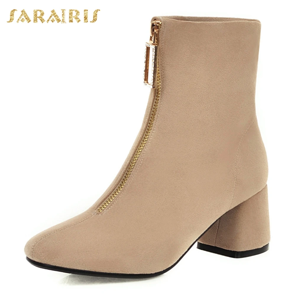 

Sarairis Plus Size 32-48 New Fashion Hot Sale 2019 Add Fur Warm Winter Boots Woman Shoes Concise Zipper Shoes Woman Boots Female