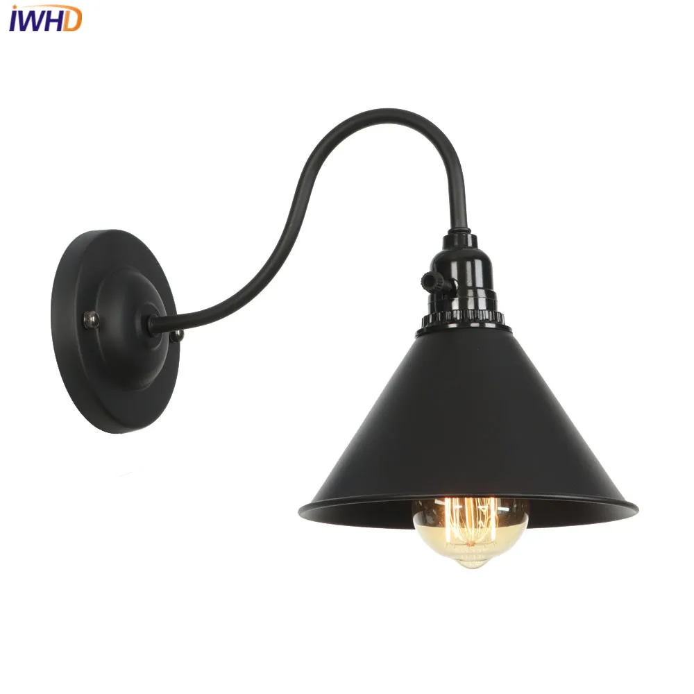 

IWHD Iron Switch LED Wall Lamp Black Nordic Wandlamp Loft Vintage Industrial Wall Light Home Lighting Applique Murale Luminaire