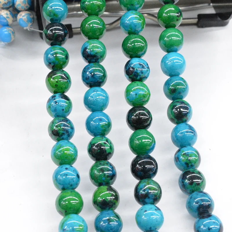 

FLTMERH-wholesale Chrysocolla Stone Round Loose Spacer Beads for Jewelry Making 15.5inches 4.6.8.10.12. 14mm