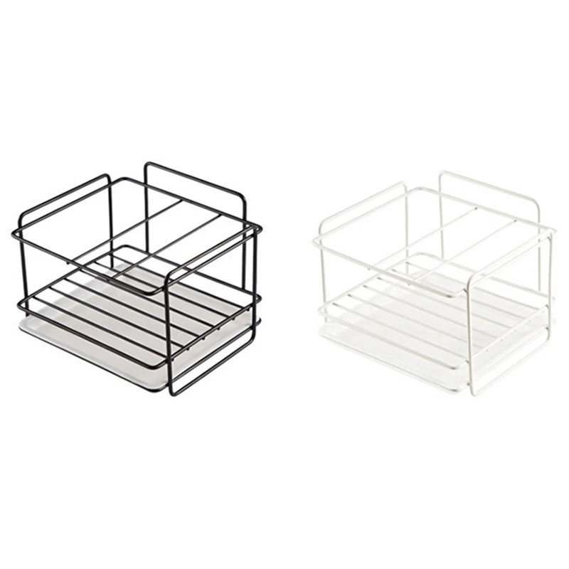

Double Layer Sponge Holder Kitchen Sink Organizer with Drainer Tray Dishwasher Storage Rack Spice Shelf Home Storage