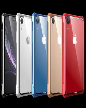

Case For iPhone XS XR XS Max Cover For iPhone XR XS 8 7 6S Anti-knock metal frame tempered glass Case Transparent Shockproof