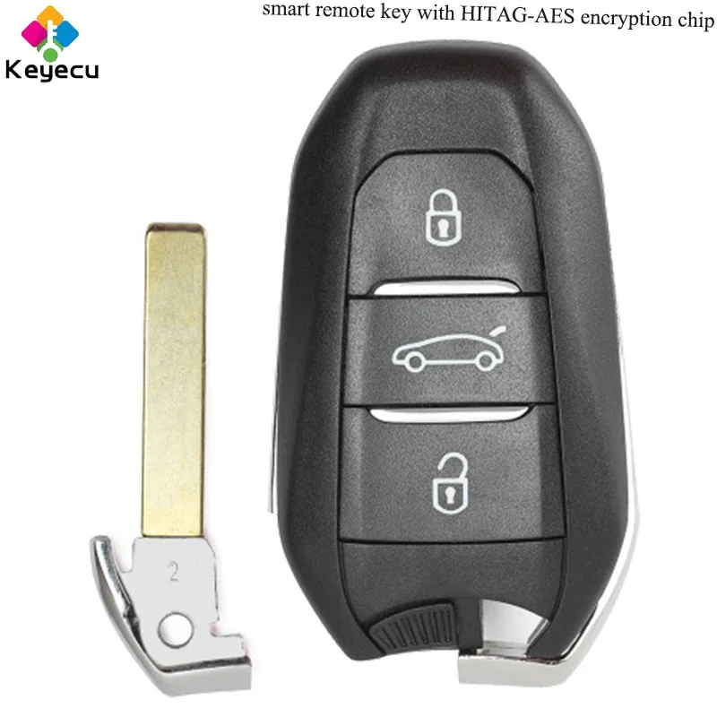 

KEYECU Smart Remote Control Car Key - 3 Buttons & 314.85MHz& HITAG-AES Encryption Chip - FOB for Peugeot 308 508 P/N: 98105589ZD
