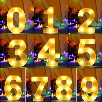 

3D White Number LED Light Marquee Sign Indoor Wall Hanging Night Lamp Decor Led Lamp Battery Romantic Wedding Party Decoration