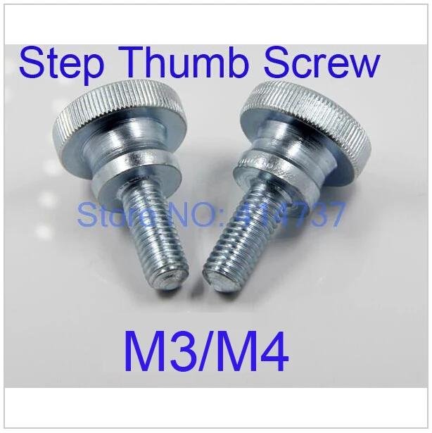 

100 Pcs/Lot M3/M4 Flat Head Step Thumb Screw /Round Head Step Knurling Hand Twist Screw/Hand Tighten Screws Length 6mm--30mm