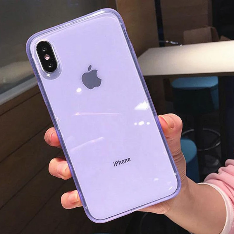 Цветной Прозрачный ударопрочный чехол для iPhone 1111Pro X XS XR XS Max 8 7 6 6S Plus, Мягкий защитный чехол из ТПУ|Специальные чехлы| - AliExpress
