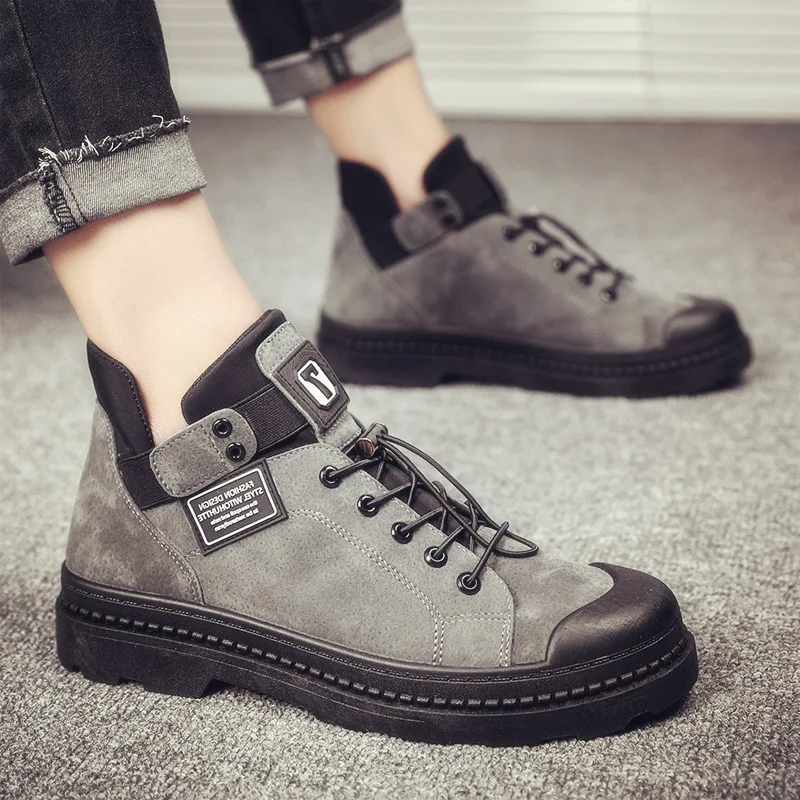 

Winter Martin Boots Men's High-top Shoes Korean Version Trend Wild Chelsea Short Boots