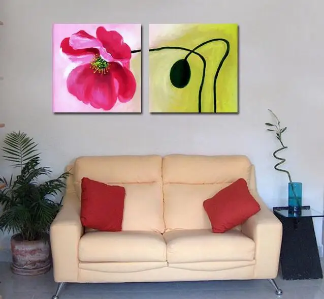 Wholesale price oil painting prints on canvas abstract red flowers home