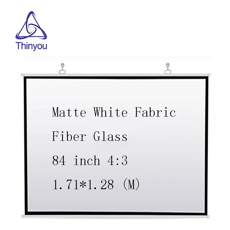 Thinyou 84 inch 4 3 font b projector b font screen Matte White Fabric Fiber Glass