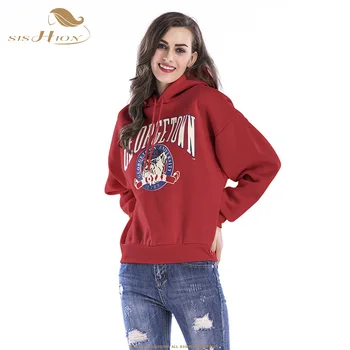 

SISHION Autumn Winter New Women Hoodie Thick Cartoon Print Hooded Clothes QY0198 Loose Long Sleeve Plus Size Sweatshirts