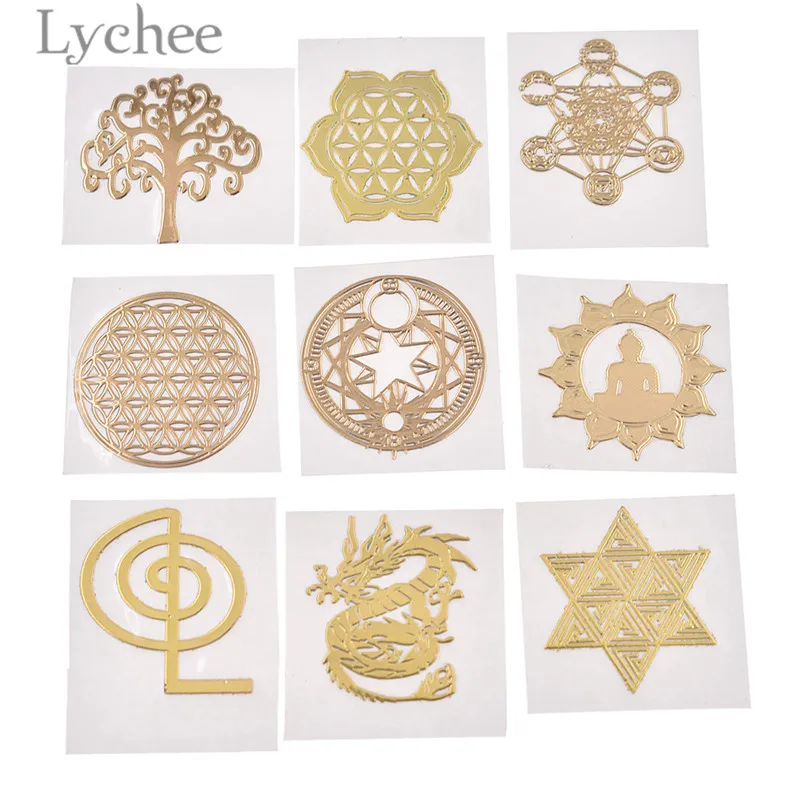 

Lychee Life 5pcs Copper Geometric Decoration Tree Dragon Design Scrapbooking Decors DIY Crafts Album Embellishemnts