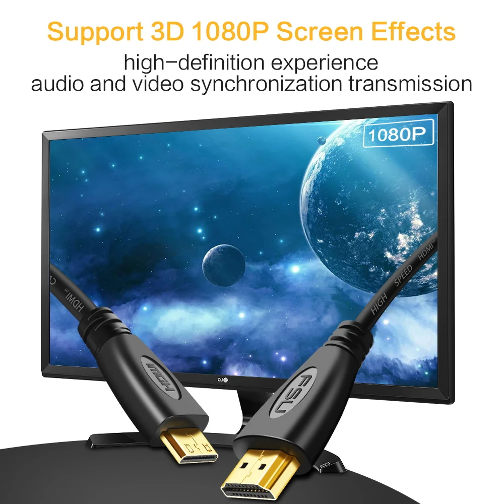 Мини Кабель HDMI в 1080P с 3d эффектом высокоскоростной адаптер позолоченным штекером