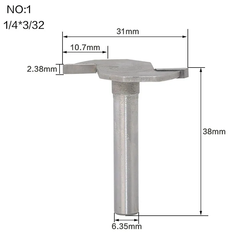 1 шт. 1/4and1/2 хвостовик T тип долбежный резак фрезы для деревообработки Т-образные фрезы Деревообрабатывающие инструменты - Длина режущей кромки: NO1