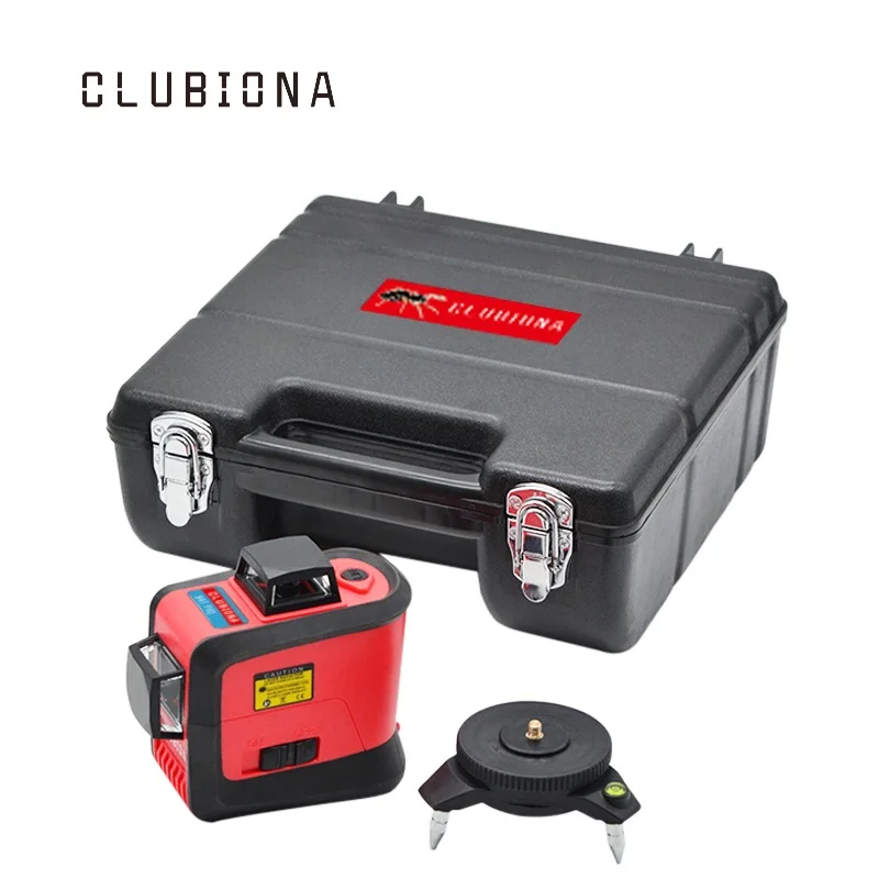 CLUBIONA 3D 360 поворотные 12 перекрестных лазерных линий с функцией наклона, вертикальный и горизонтальный Супер Мощный приемник OK - Цвет: Plastic box packing