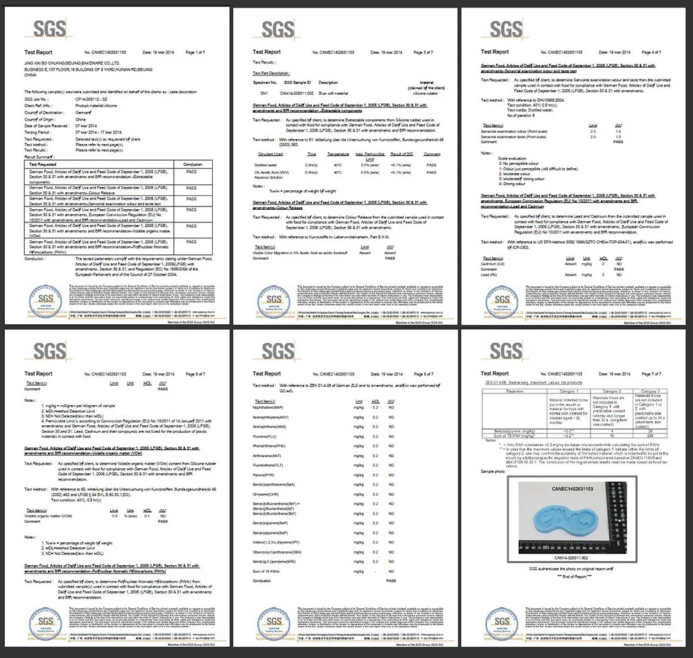 LFGB test report silicone