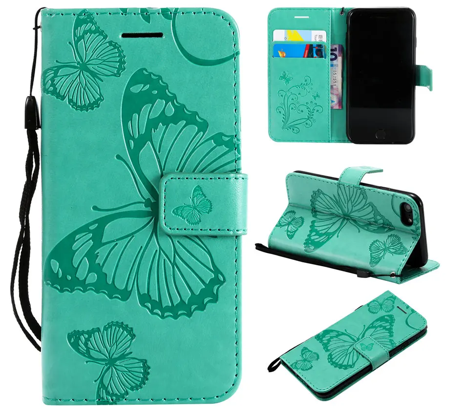 

Leather Cases Butterfly Frame For Capa Apple iPhone 5 5S SE 6 6S 7 8 Plus XR X XS Max Card Slot Stand Covers Flip Fundas DP06Z