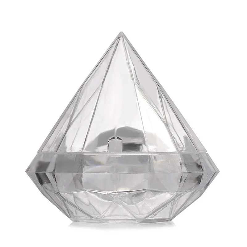 

1pc Wedding Decoration Jewelry Ring Box Clear Diamond Shape Plastic Candy Flower Boxes for Birthday Party Anniversary Favor