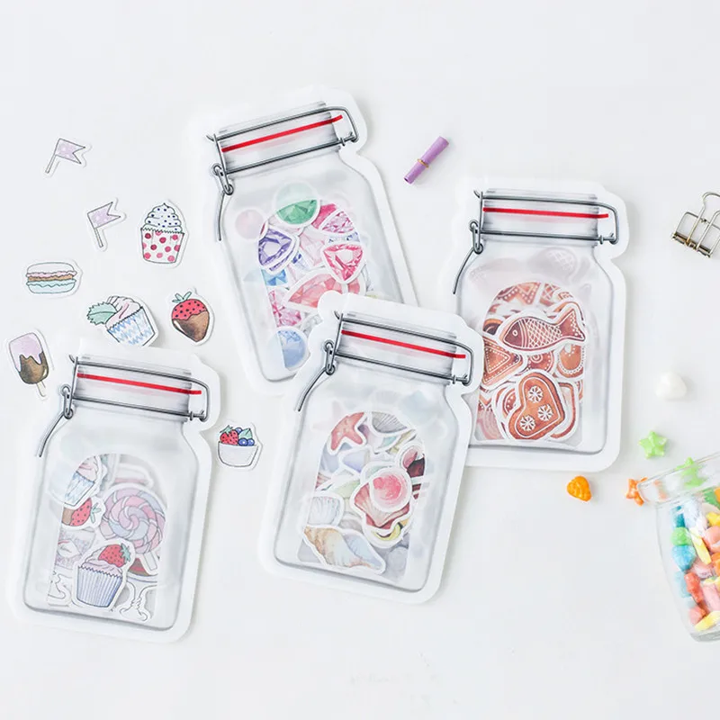 

40pcs/bag Creative original Pot Fish Shell Diamonds Candy DIY Scrapbook Decoration Sticker Sheets Label Notes Post Stationery