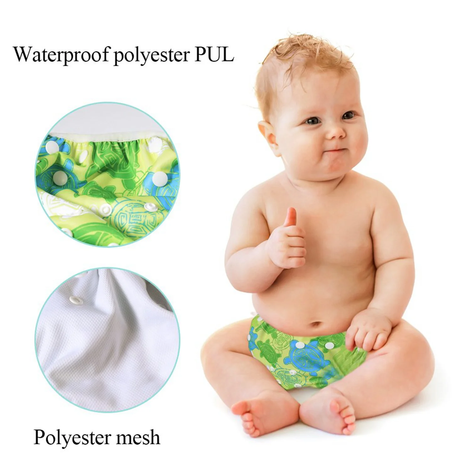Mumsbest-MS11 детская Пеленка из моющейся ткани карман водонепроницаемый мультфильм сова детские подгузники многоразовые ткань подгузник костюм зеленый