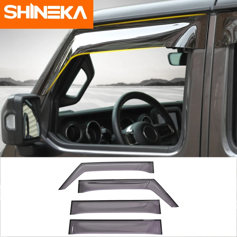 SHINEKA Window Visors For Jeep Gladiator JT Car Windows Rain Sun Visor Shield Cover Accessories