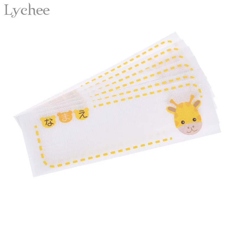 Lychee 6pcs/pack Cute Cartoon Animal Name Sticker Patches Iron On Handwritten Name Patch DIY Clothing Applique Accessory