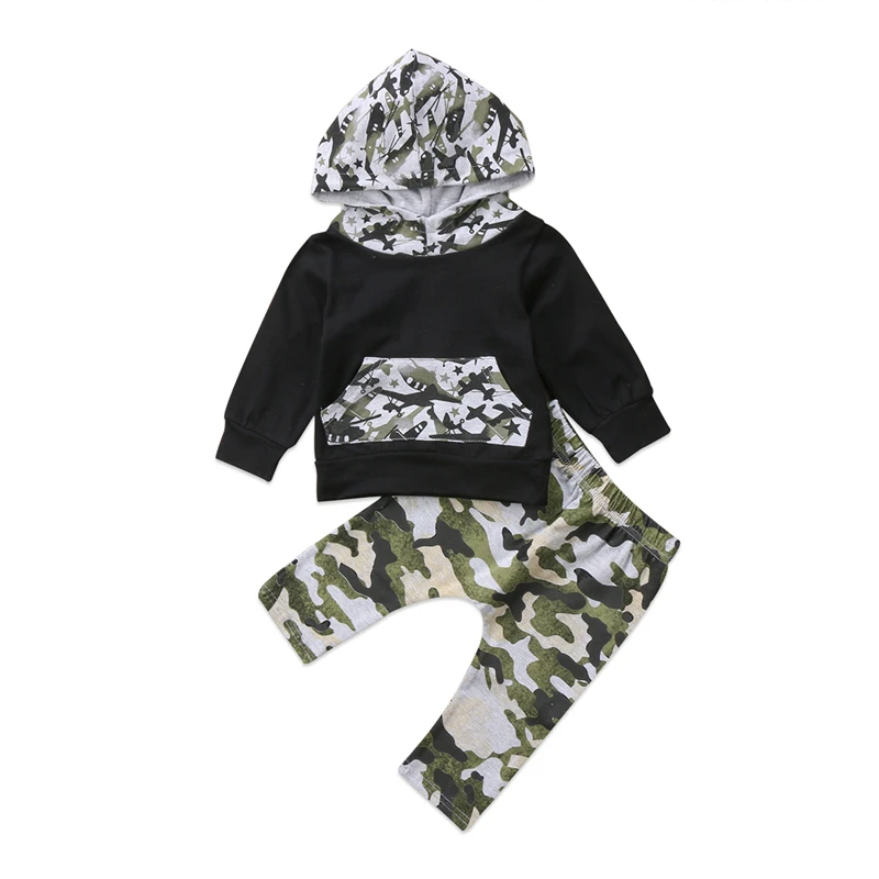 Baby Boy Cotton Camo Clothes Set Newborn Infant Camouflage Sweatshirt Tops+Pants 2pcs 2017 New