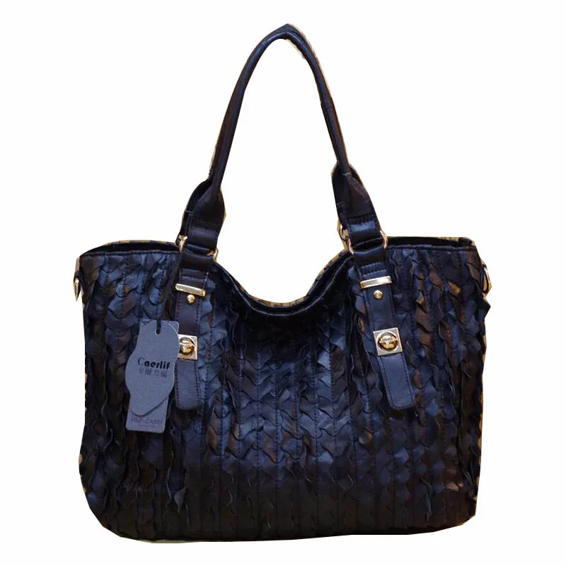 Натуральная кожа разноцветные Лоскутные женские модные мозаичные сумочки с листьями многофункциональная сумка через плечо - Цвет: K1 black