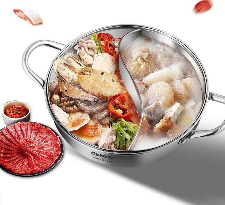 Нержавеющая сталь 304 Shabu горячий горшок с разделителем для индукционной варочной