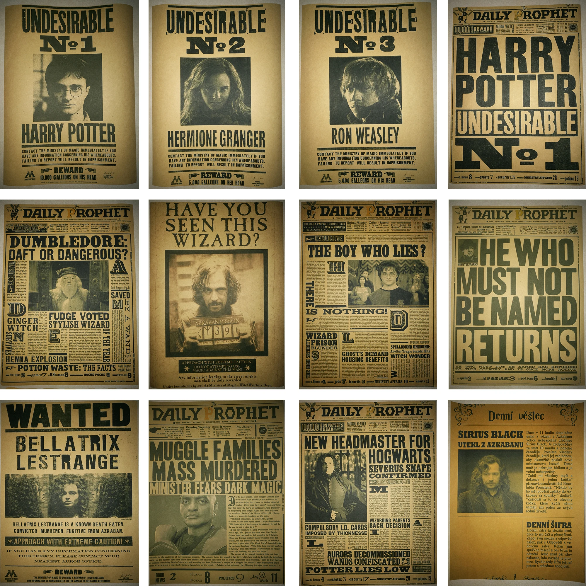 Buy Vintage Posters Harry Potter Wanted Daily Prophet Retro Kraft Paper Prints