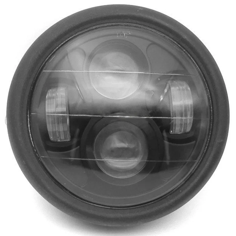 JX-LCLYL 6.5" Matte Black Motorcycle LED Headlight Hi/Lo Beam With Bracket Cafe Racer