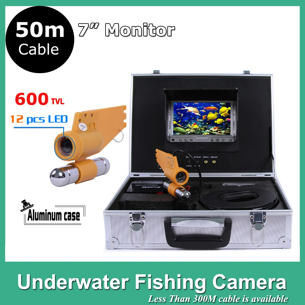 7" TFT LCD underwater fishing finder Monitor 12pcs LED Light 600TVL