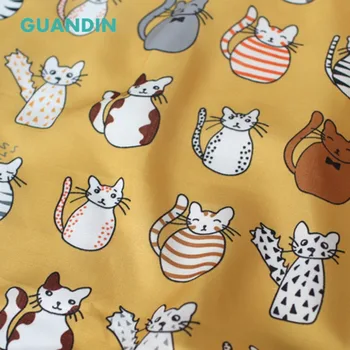 

GUANDIN,Plain Printed Cotton Linen Fabric For Patchwork Quilting & Sewing Material,Curtain,Cushion,Cat Cartoon Fabric Series
