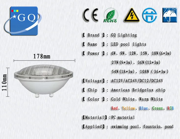 Par56 светильник для бассейна ip68 24 Вт 36 Вт DC12v AC12V подводный светильник s лампочка для фонтана Открытый Водонепроницаемый Холодный/теплый белый светодиодный светильник