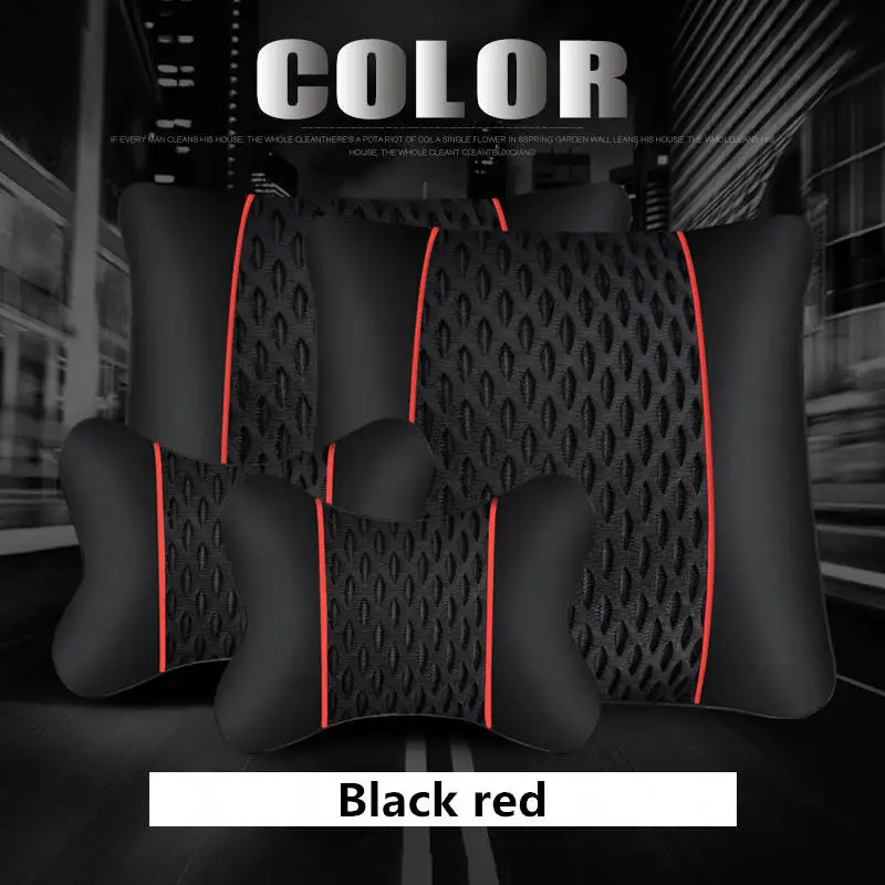Абсолютно Новая Кожаная подушка для подголовника автомобиля, универсальные удобные подушки для шеи, подходят для большинства автомобилей, гарантия качества - Цвет: red 1set