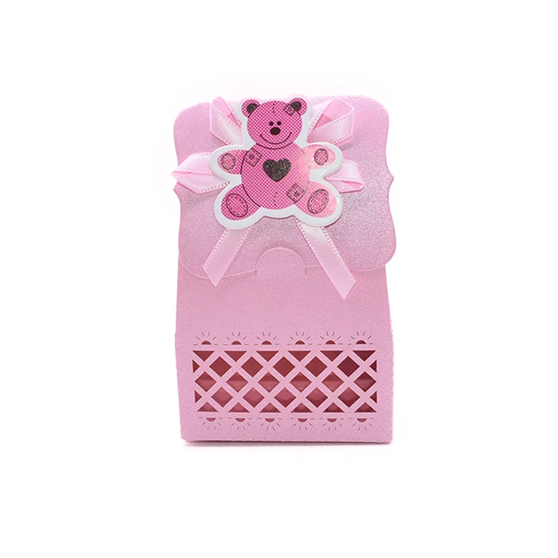 Pink bear 12 шт. Милая Подарочная коробка для душа для малышей, коробка для конфет для мальчиков и девочек, Подарочная сумка для вечеринки в честь Дня рождения, вечерние принадлежности - Цвет: Pink bear