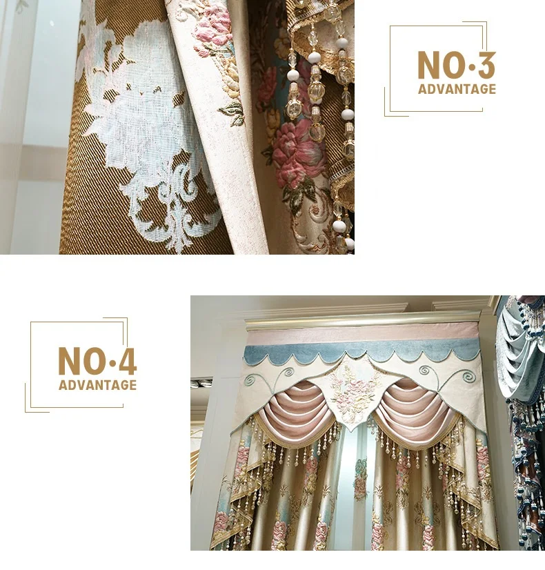 High Precision Curtains for Bedroom Villa Window Curtain for Living Room Embroidered Gauze Curtains 3D Floral Girl Curtains