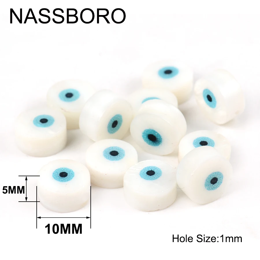 

Natural White Cylinder Evil Eye Beads Sea Charm Shell Stone Beads for Jewelry Making Needlework Bracelets Necklaces Diy Craft
