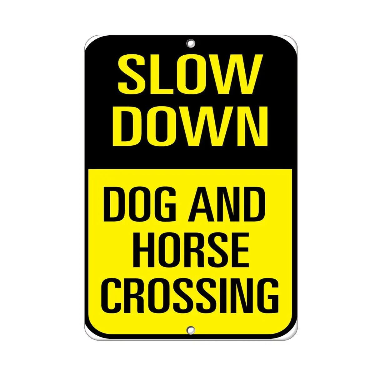 

For Slow Down Dog And Horse Crossing Traffic Sign LABEL DECAL STICKER Sticks to Any Surface 9x12 In